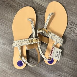 Calvin Klein White and Gold Sandals